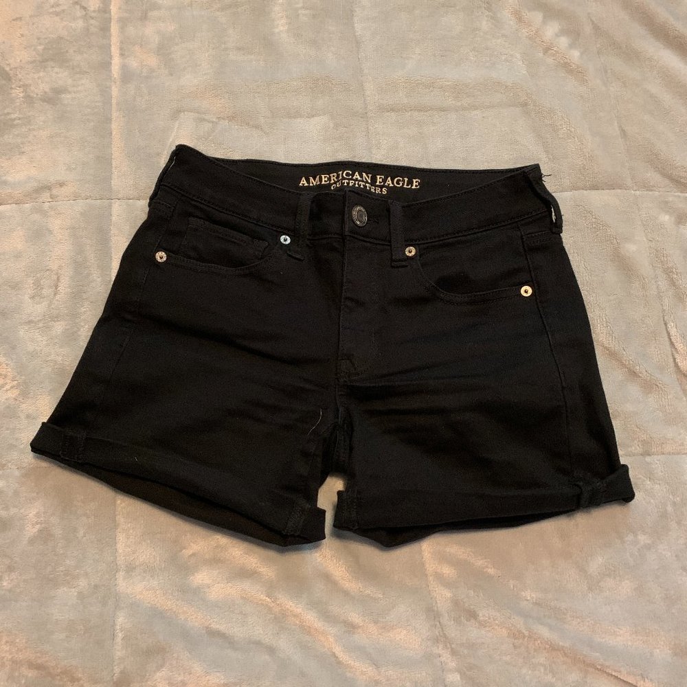 Size 6 AE Black Denim Shorts